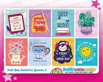 8 Full Box Positive Quotes 3/Functional/Practical Planner Stickers