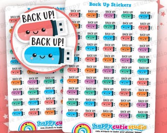50 Cute Back Up/Backup/Data/USB Planner Stickers