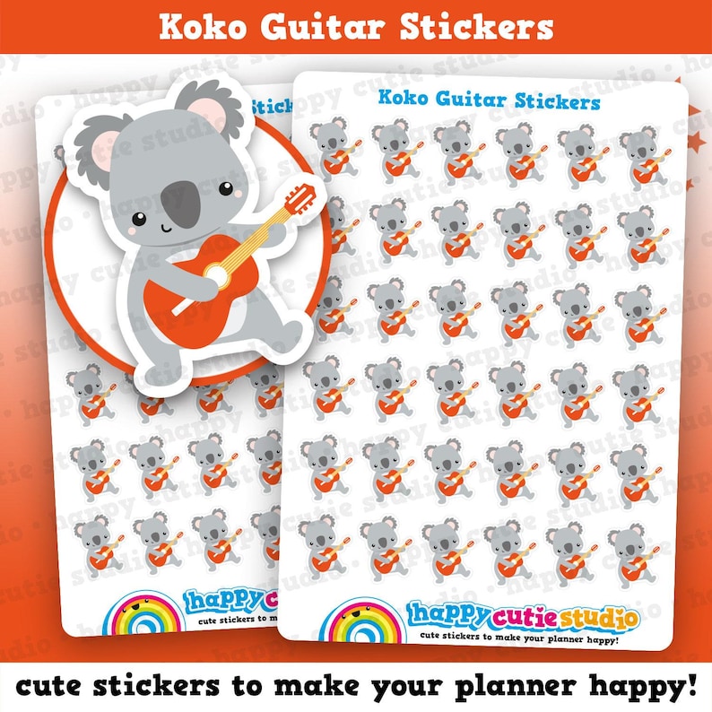 36 Cute Koko the Koala Guitar Planner Stickers - Etsy