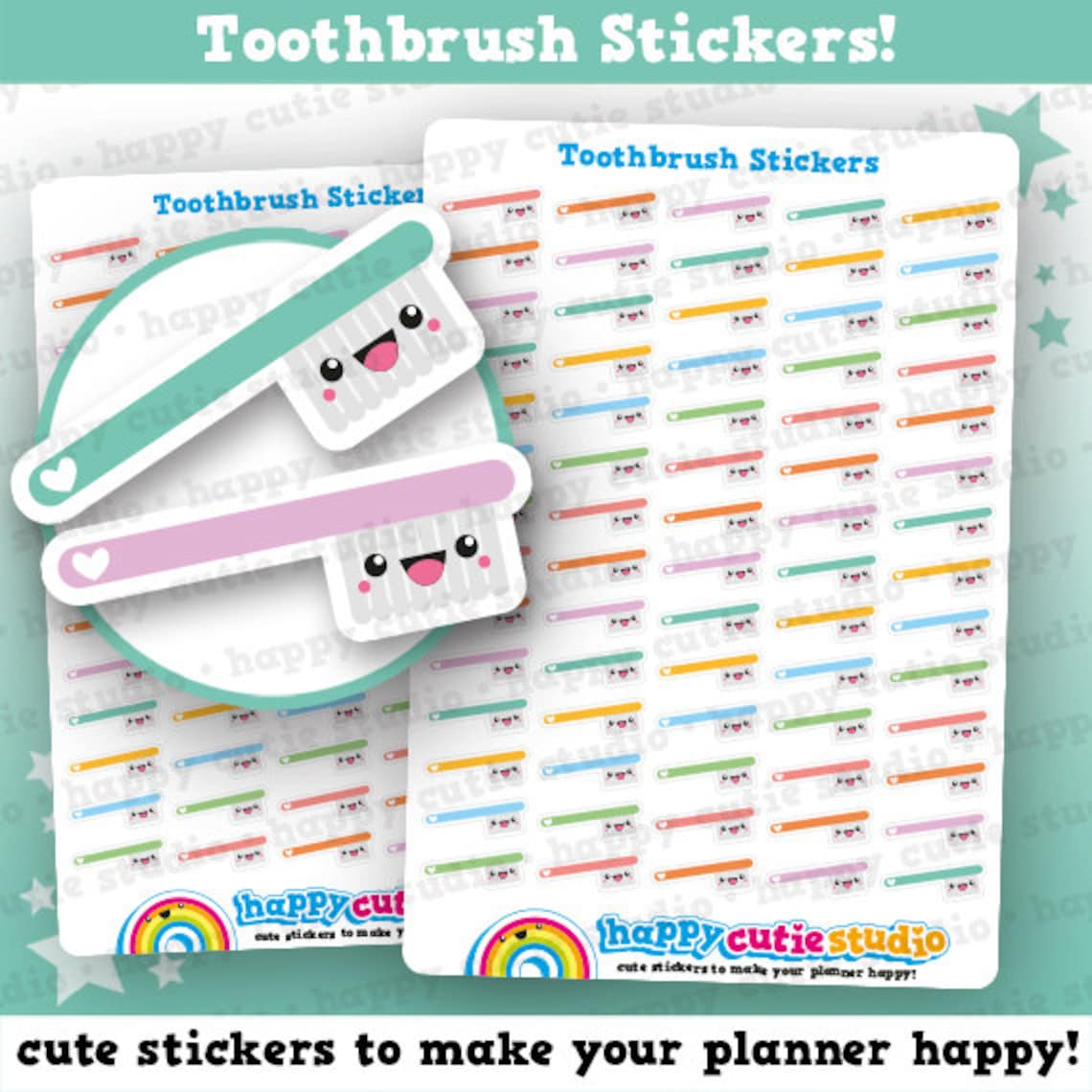 Toothbrush Printable Stickers 70 Cute Toothbrush/teeth/dentist Planner Stickers - Etsy