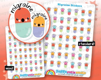 49 Cute Migraine/Headache/Pill/Medicine Planner Stickers