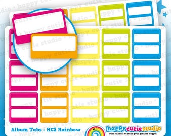 15 Rainbow Page Tabs for HCS Sticker Album, Planner Stickers