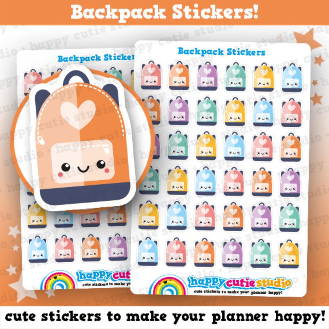 36 Cute Backpack/rucksack/bag Planner Stickers Etsy