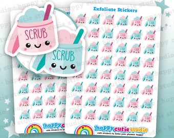 48 Cute Exfoliate/Exfoliation/Scrub Planner Stickers