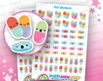 62 Cute Pill/Medicine/Tablet Planner Stickers