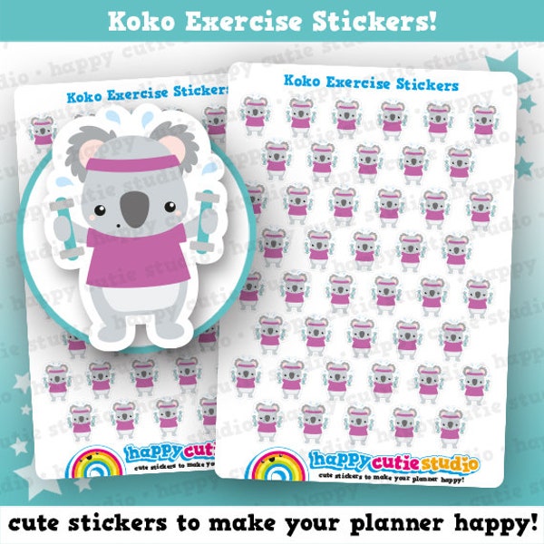 44 Cute Koko The Koala Exercise/Dumbbells/Health Planner Stickers