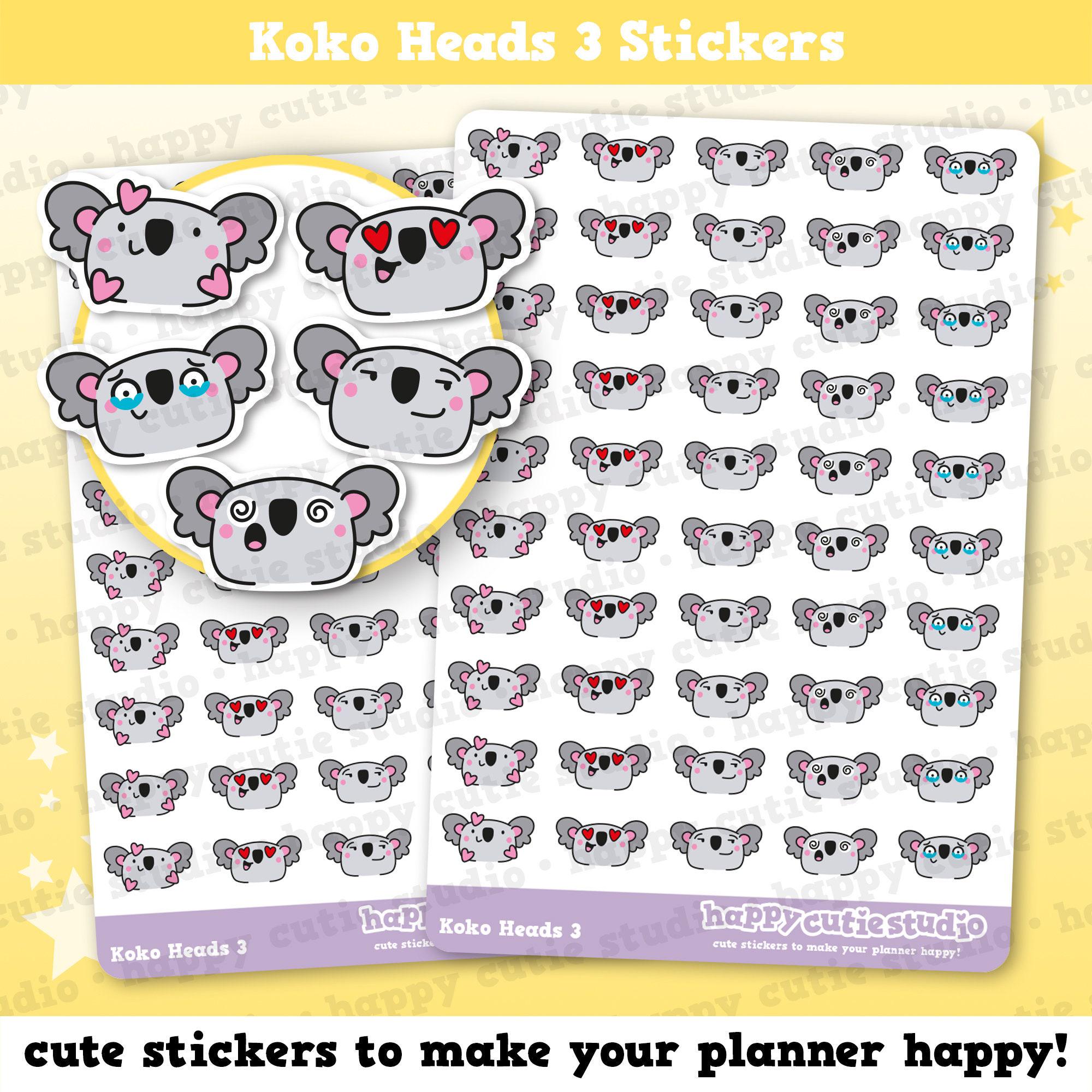 50 Cute Koko the Koala Heads 3 Planner Stickers - Etsy