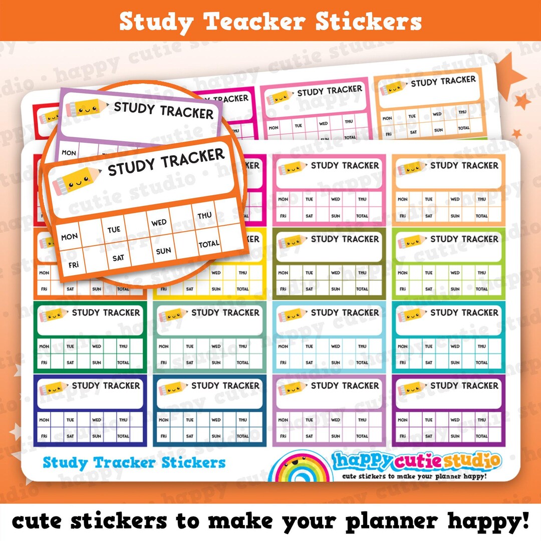 16 Cute Half Box Study Tracker/functional/practical Planner Stickers - Etsy