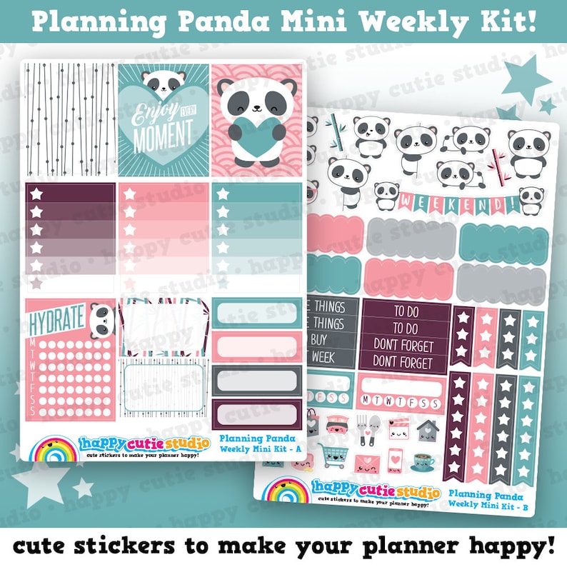 Planning Panda/planner/panda MINI Weekly Kit Planner Stickers Etsy