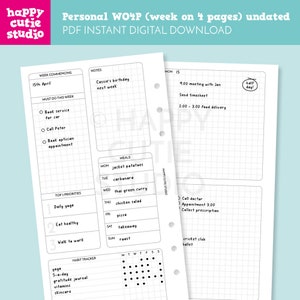 DIGITAL DOWNLOAD - WO4P - Design No. 1 - Undated Weekly Personal ...