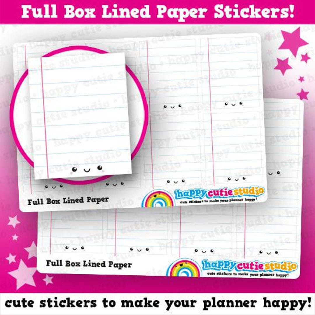8 Cute Full Box Lined Paper/functional/practical Planner Stickers - Etsy