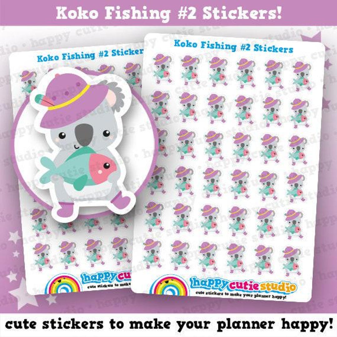 36 Cute Koko the Koala Fishing #2 Planner Stickers - Etsy