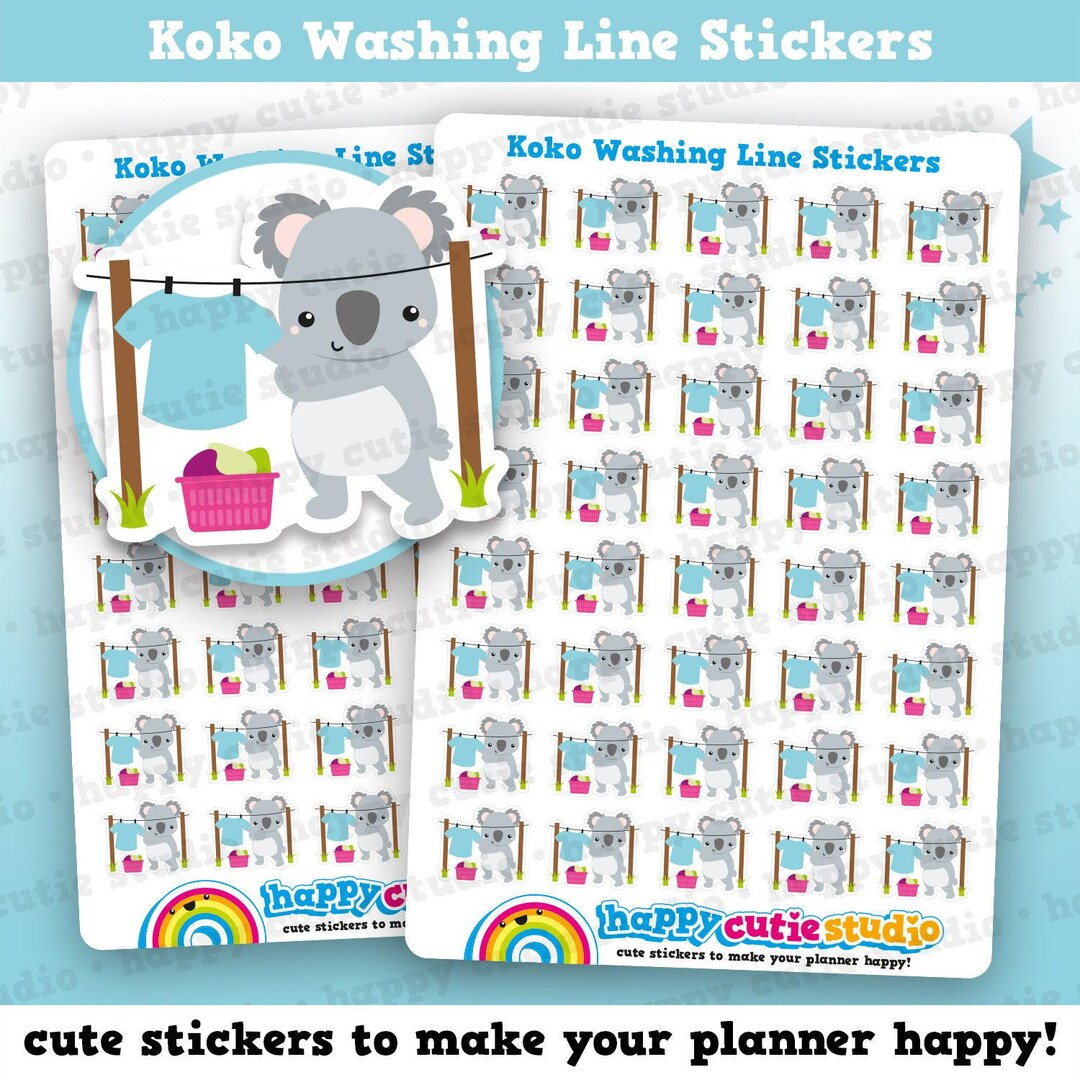 40 Cute Koko the Koala Laundry/washing/chores Planner Stickers - Etsy ...