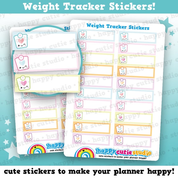 20 Cute Weight Tracker/scales Planner Stickers 