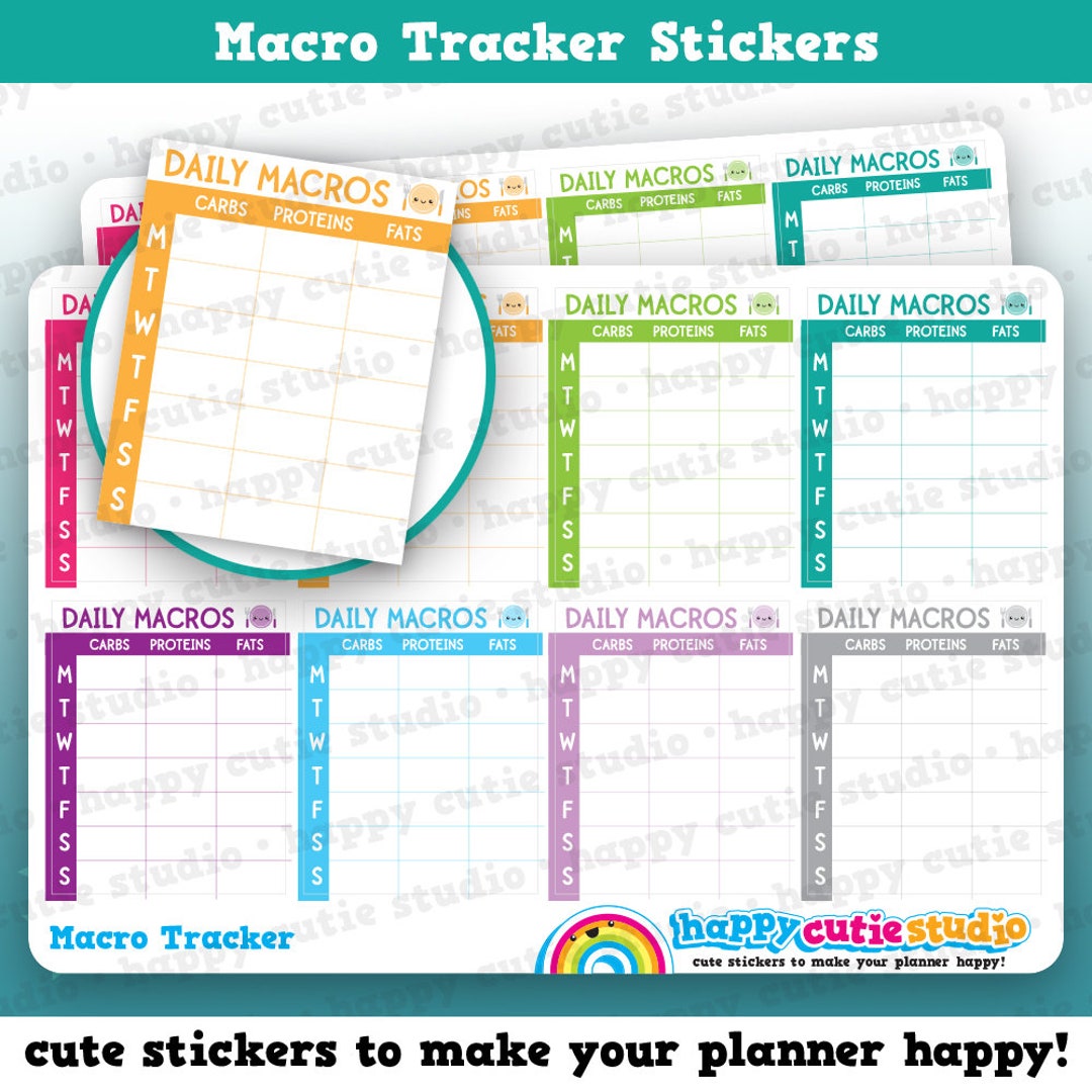 8 Cute Full Box Macro Counter/tracker Planner Stickers - Etsy