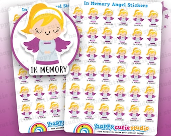 36 In Memory/Thinking Of You Angel Planner Stickers