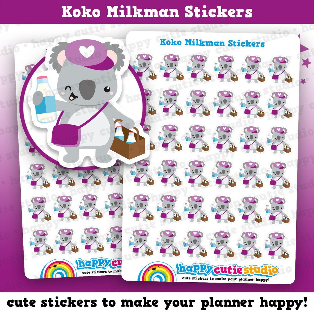 36 Cute Koko the Koala Milkman Planner Stickers - Etsy
