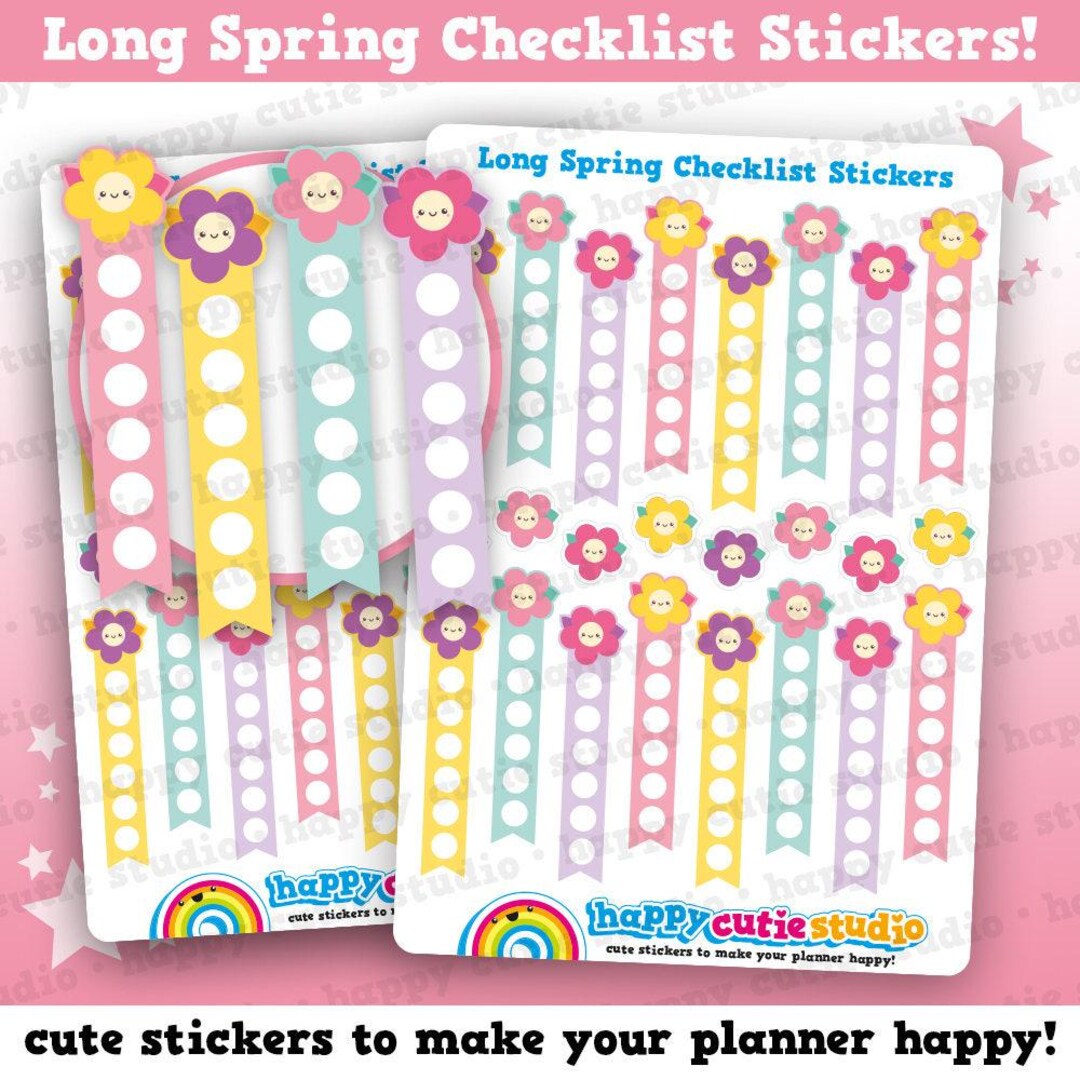 Spring Flower Checklist 16 Cute Spring/flowers Checklist Planner Stickers - Etsy