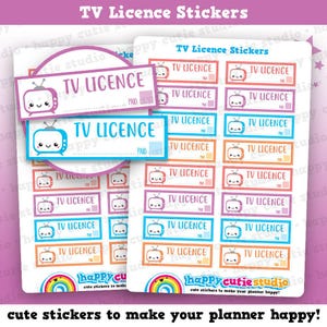 16 Cute TV Licence/Tracker Reminder Planner Stickers image 1