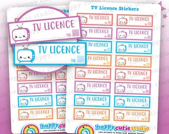 16 Cute TV Licence/Tracker Reminder Planner Stickers