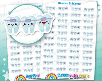 44 Cute Braces/Tooth/Orthodontist Planner Stickers