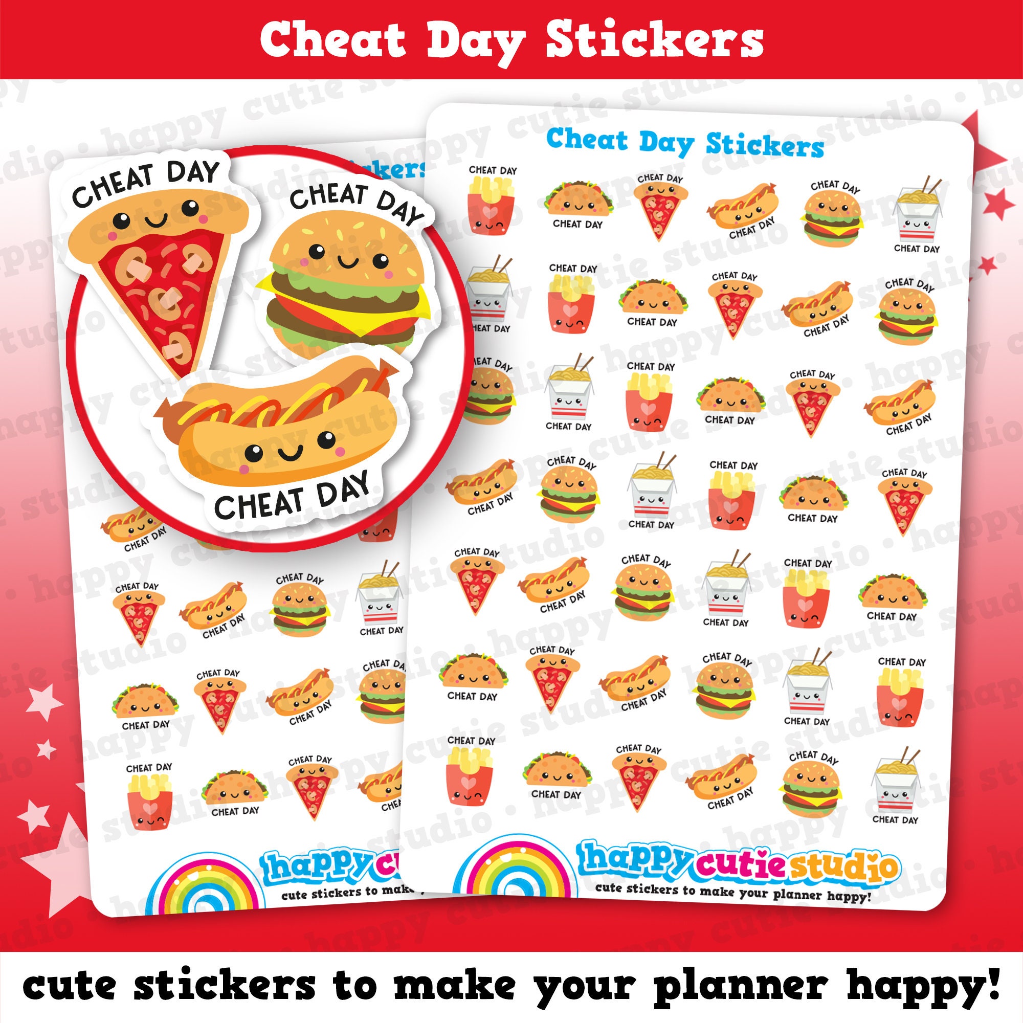 Foodie, Sushi & Fast Food Sticker Sheet A6