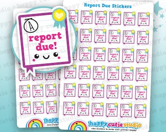 36 Cute Report Due/College/School Planner Stickers