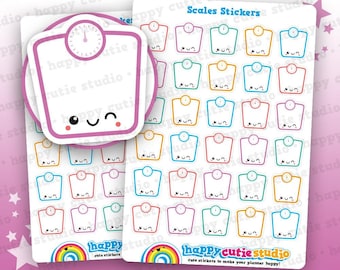 30 Cute Scales, Weight Tracker Planner Stickers