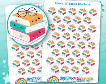 36 Cute Stack of Books/Reading Planner Stickers