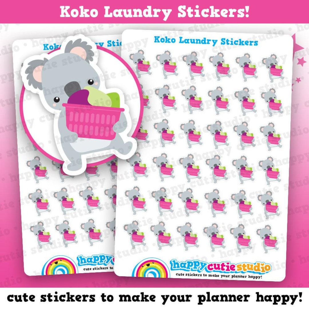 36 Cute Koko the Koala Laundry/washing/chores Planner Stickers - Etsy