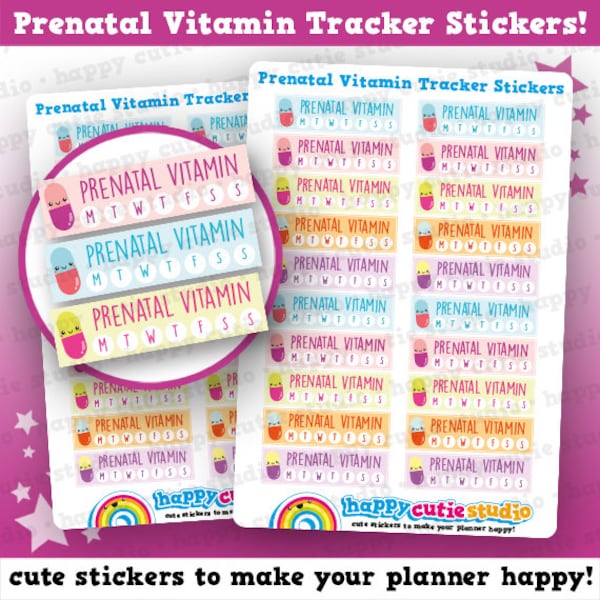20 Cute Prenatal/Pregnancy Vitamin Tracker/Reminder Planner Stickers
