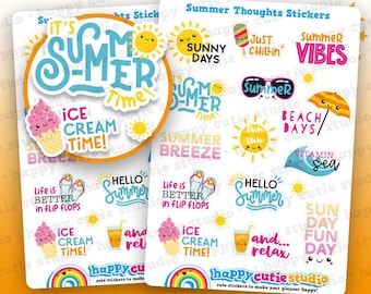 14 Cute Summer/Cute Thoughts Planner Stickers