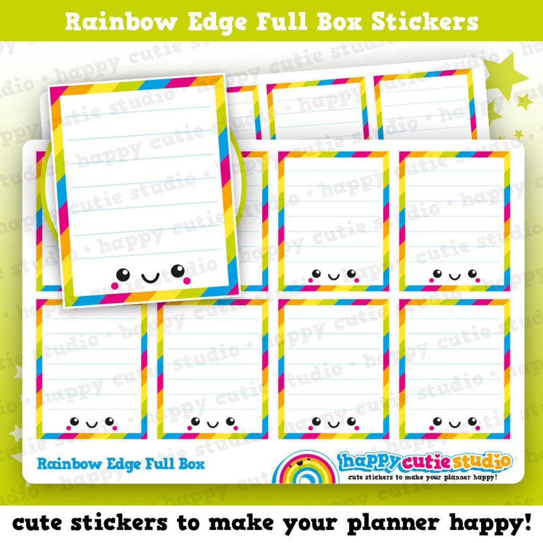 8 Cute Rainbow Edge Full Box/functional/practical Planner Stickers - Etsy