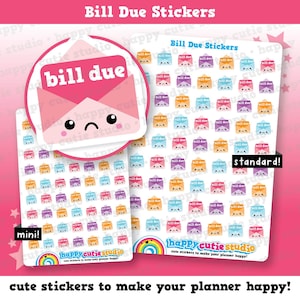 63 Cute Bill Due/Pay Bill/ Bills Reminder Planner Stickers