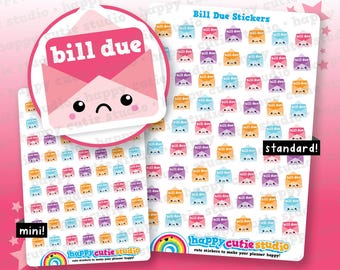 63 Cute Bill Due/Pay Bill/ Bills Reminder Planner Stickers