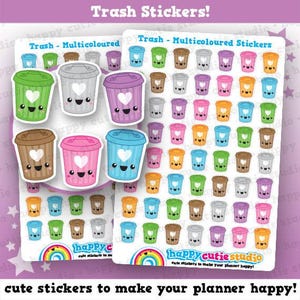 56 Cute Trash Can/Garbage/Rubbish Planner Stickers