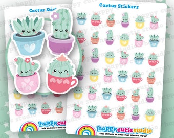 36 Cute Cactus/Succulent Planner Stickers