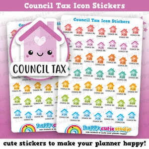 49 Cute Council Tax Icons/Pay Bill/ Bills Reminder Planner Stickers