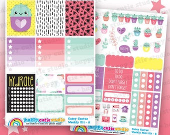 Cutey Cactus/Succulent MINI Weekly Kit, Planner Stickers