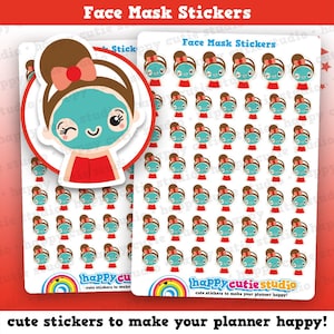 48 Cute Face Mask/Pamper/Me Time Girl Planner Stickers
