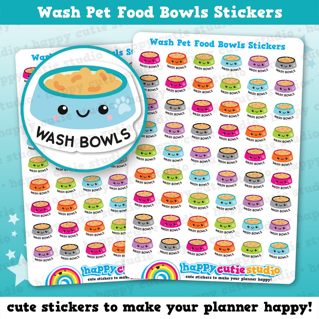 54 Cute Wash Pet Food Bowls Stickers - Etsy
