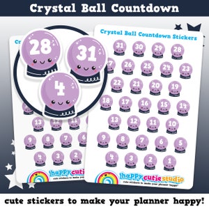 31 Cute Crystal Ball Countdown/Date Cover Planner Stickers