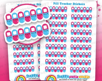 18 Cute Pill Tracker/Weekly Habit/Pills Reminder Planner Stickers