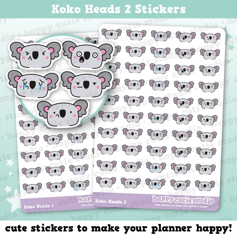 50 Cute Koko the Koala Heads 2 Planner Stickers - Etsy