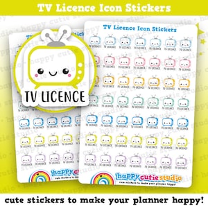 49 pegatinas adorables con iconos de licencia de TV/pago de facturas/recordatorio de facturas para planificador