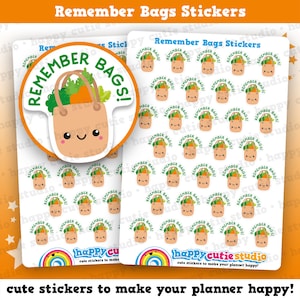 32 Cute 'Remember Bags' Planner Stickers