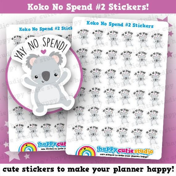 36 Cute Koko the Koala 'no Spend' #2 Planner Stickers - Etsy
