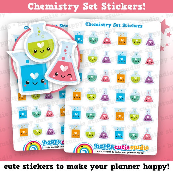 36 Cute Chemistry Set/Science/Test Tubes/School Planner Stickers