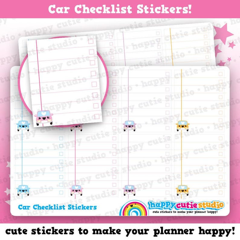 8 Cute Full Box Car Checklist/Functional/Practical Planner Stickers image 1