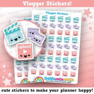 54 Cute Vlogger / Vlogging / Video/ Film / Edit / Upload Planner Stickers